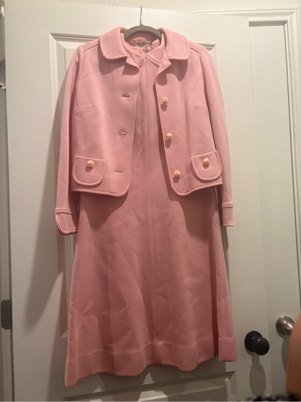 Vintage 1960s Kimberly Pink Wool Dress & Jacket Set